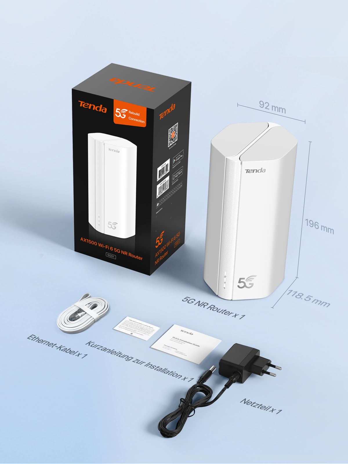 Tenda 5G01 – 5G Wi-Fi 6 Router für Nano-SIM mit Gigabit-Port & Mesh+
