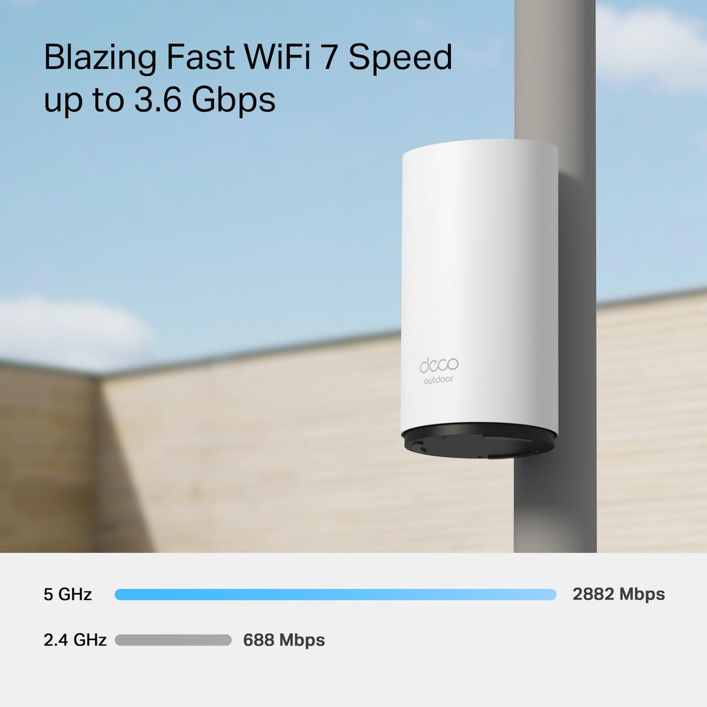 TP-Link Deco BE25 Outdoor WiFi 7 Router – Dual-Band, 2× 2.5G Ports, PoE/AC-Stromversorgung