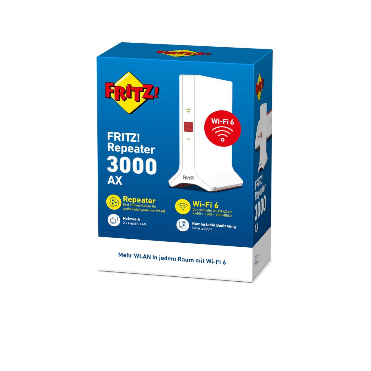 FRITZ!Repeater 3000 AX – WiFi 6 Tri-Band Repeater, bis zu 4200 MBit/s